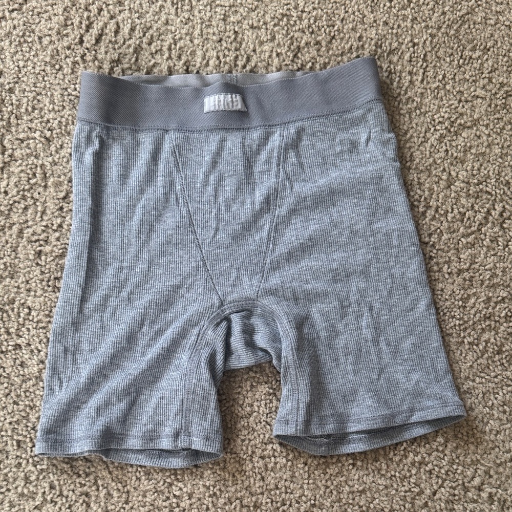 SKIMS Gray Ribbed Athletic Shorts/boxer